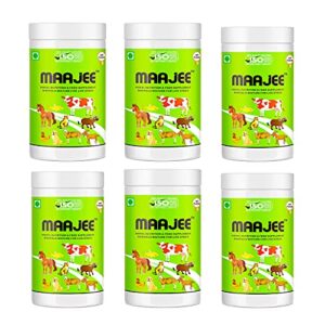 MAAJEE Animal Feed Supplement Minerals Mixture – Improvement in Milk Fat & SNF Content | Weight Gainer for All Animals Pack of 6 (908gm Each)