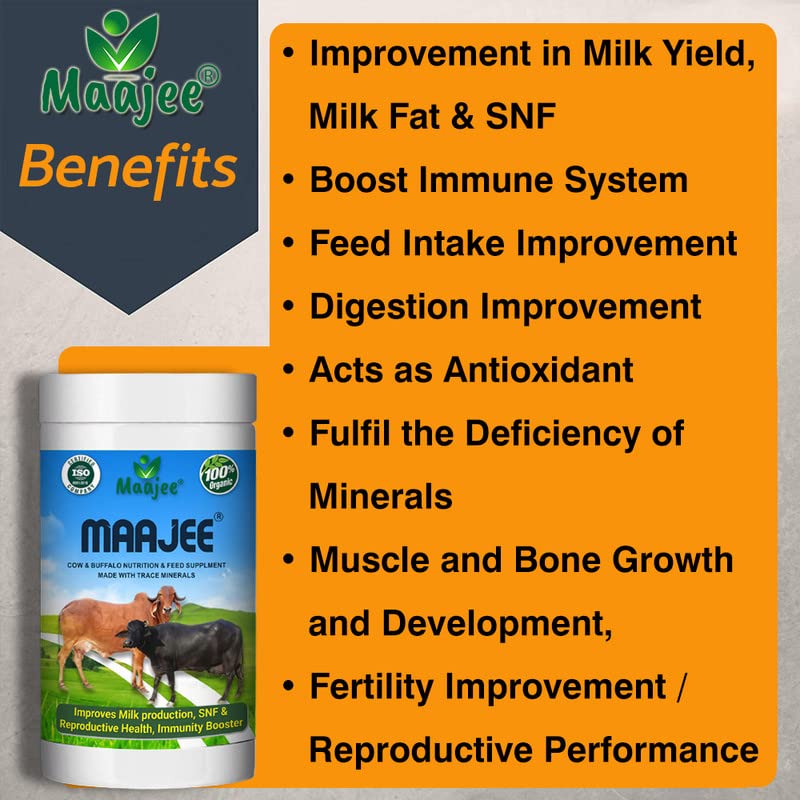 MAAJEE Animal Nutrition & Feed Supplement Minerals Mixture | for Live Stock  Improvement in Milk Yield, Milk Fat & SNF Content (for All Animals) |  Weight Gainer - MAAJEE | Online Animal Food Supplement