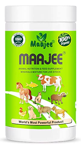 MAAJEE Animal Nutrition Feed Supplement Minerals Mixture - Improvement in Milk Yield, Milk Fat & SNF Content | Weight Gainer - Trace Minerals for All Animals | No Side Effects (908gm)